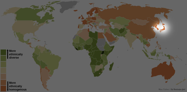 世界各國種族多元程度地圖3