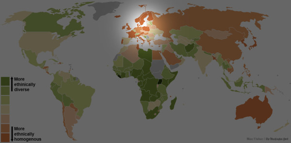 世界各國種族多元程度地圖4