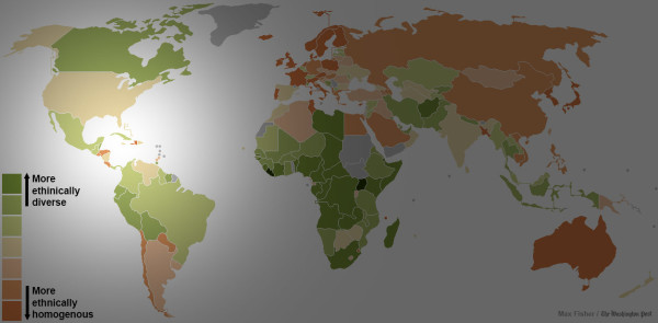 世界各國種族多元程度地圖5
