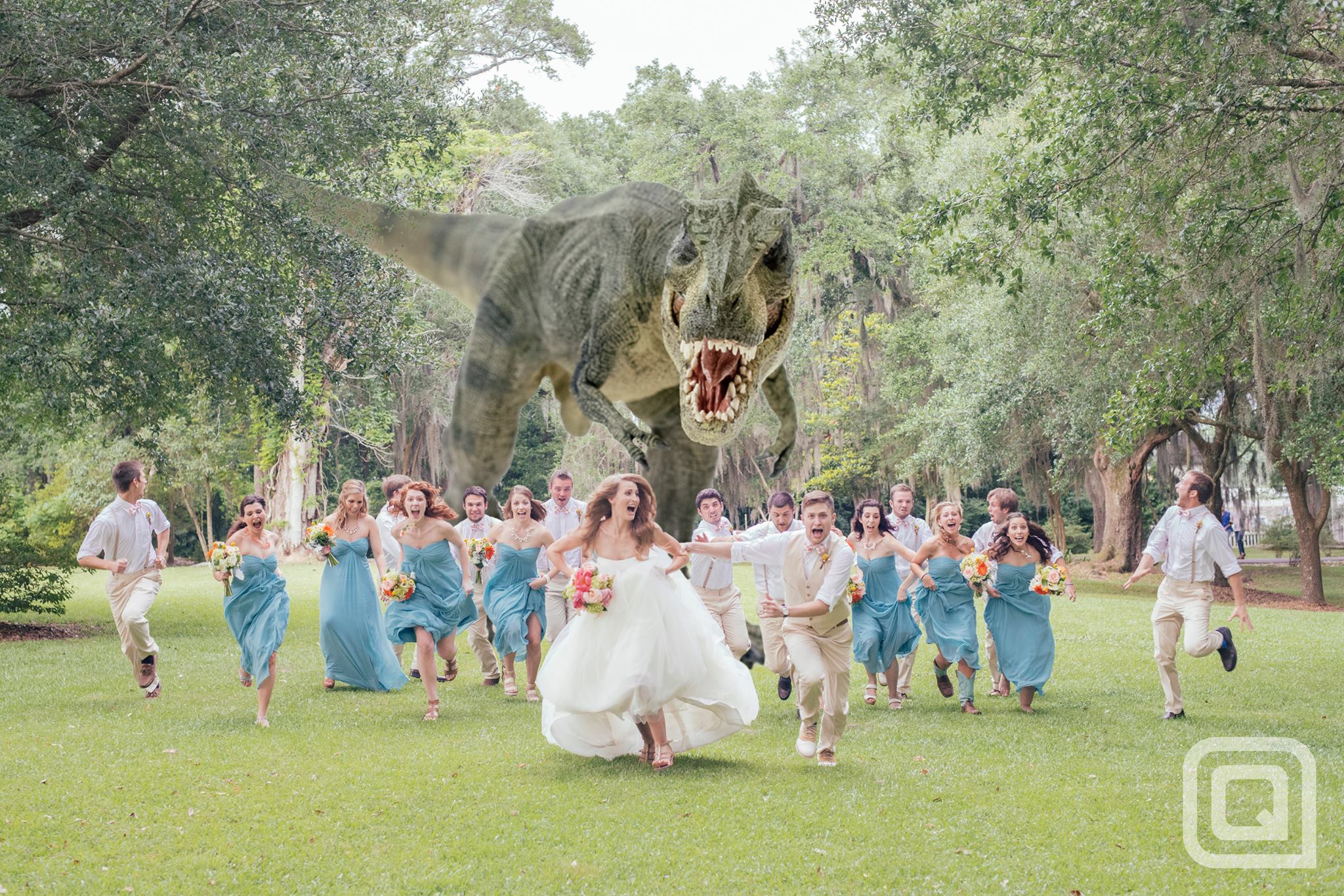最浪漫的婚禮照：後面有隻暴龍在追1