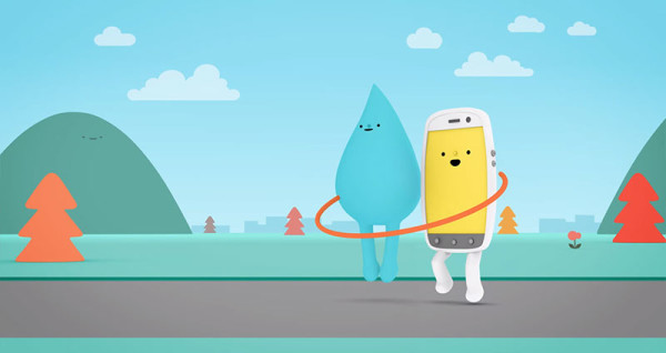 可愛防水手機廣告：水是我的好朋友