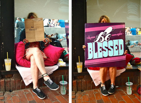 流浪漢手上的牌子升級，業績會變好嗎？1