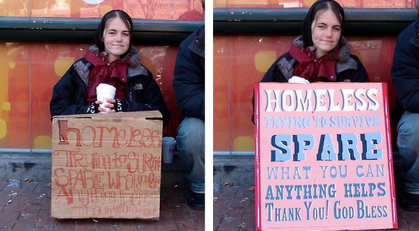 流浪漢手上的牌子升級，業績會變好嗎？3