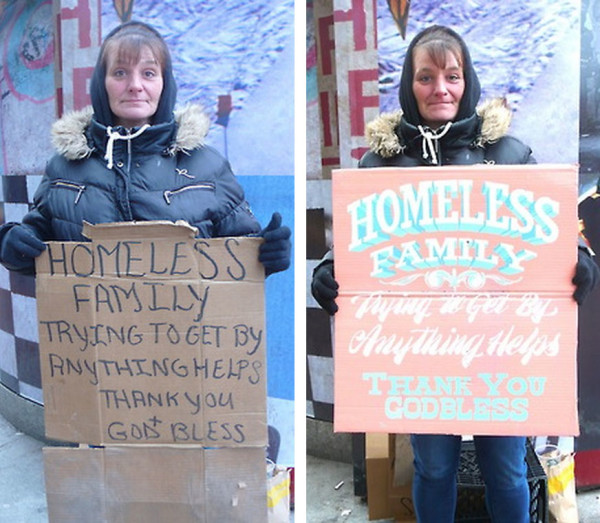 流浪漢手上的牌子升級，業績會變好嗎？5