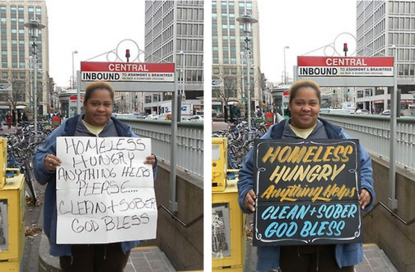 流浪漢手上的牌子升級，業績會變好嗎？6